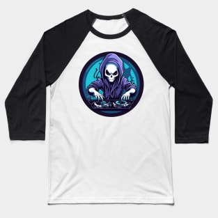 Cool Dj Grim Reaper Baseball T-Shirt